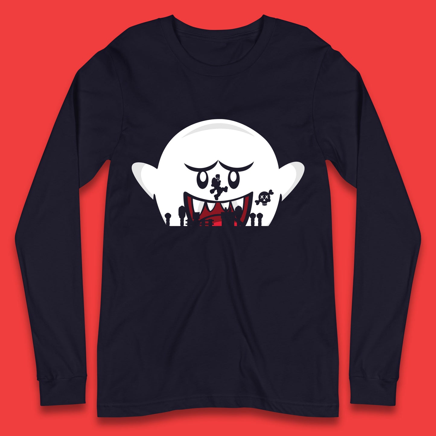 Super Mario Boo Trick Or Treat Halloween Nintendo Mario Iconic Ghost Boo Long Sleeve T Shirt