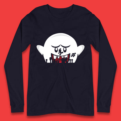 Super Mario Boo Trick Or Treat Halloween Nintendo Mario Iconic Ghost Boo Long Sleeve T Shirt