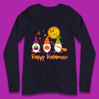 Happy Halloween Gnomies Spooky Witch Gnomes Scary Gnome Lover Long Sleeve T Shirt