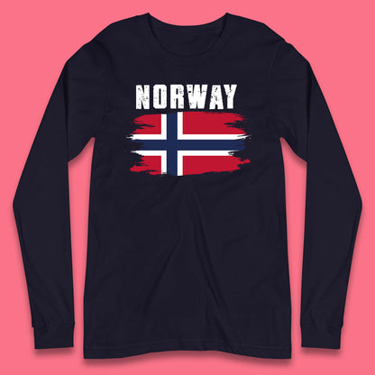 Distressed Norway Flag Kingdom Of Norway Patriotic Norwegian Flag Long Sleeve T Shirt