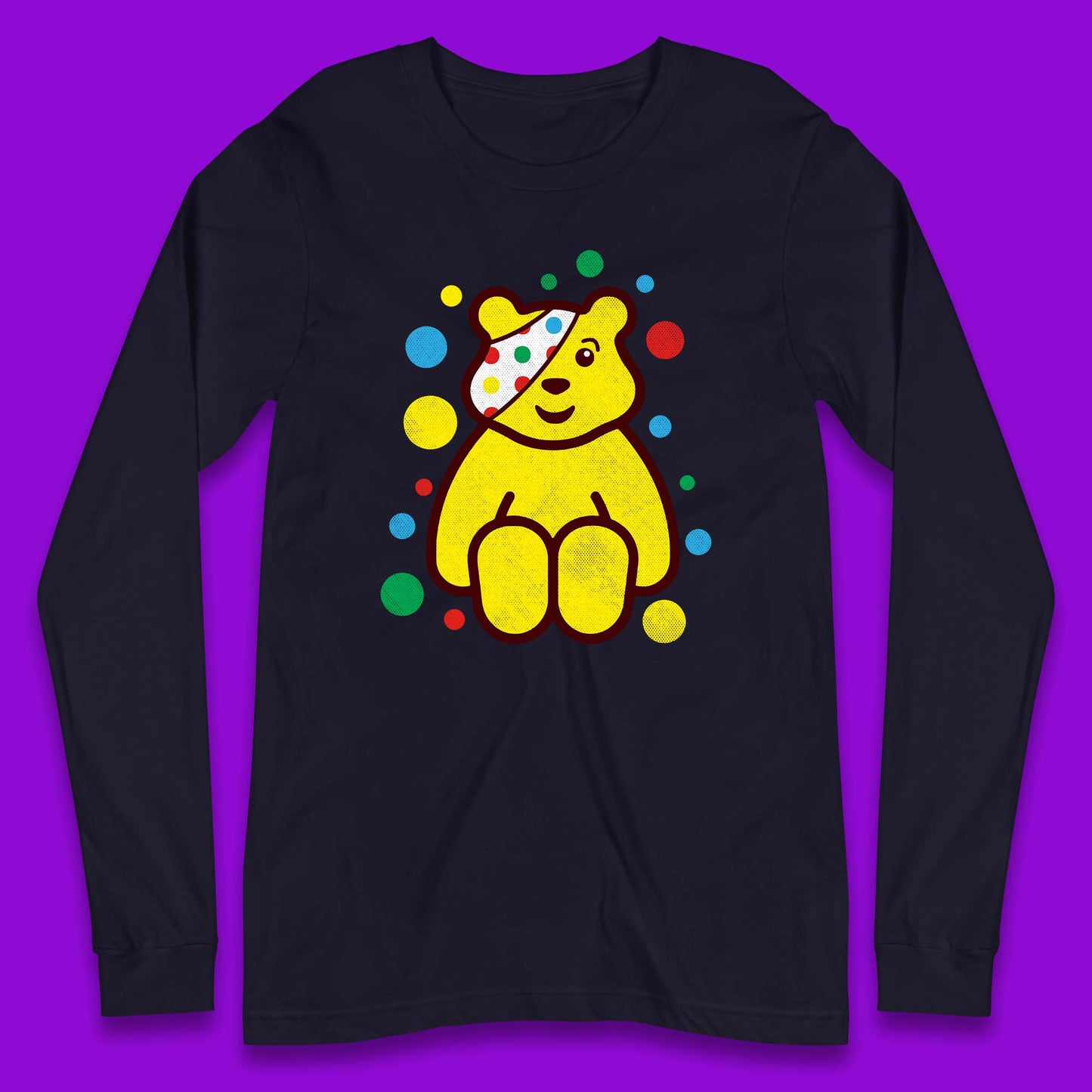 Children In Need Sitting Spotty Pudsey Bear Charity Raising Spotty Day Long Sleeve T Shirt