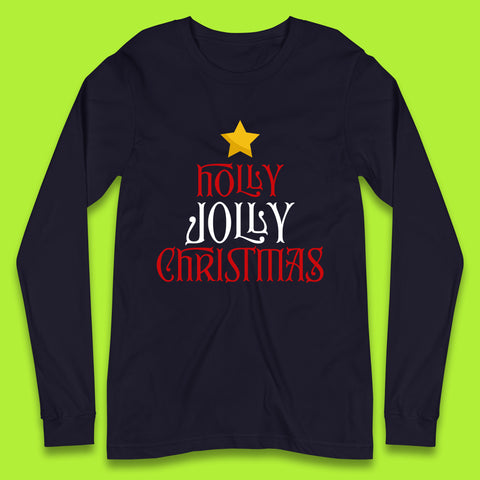 Holly Jolly Christmas Vibes Christmas Tree Festive Merry Xmas Long Sleeve T Shirt