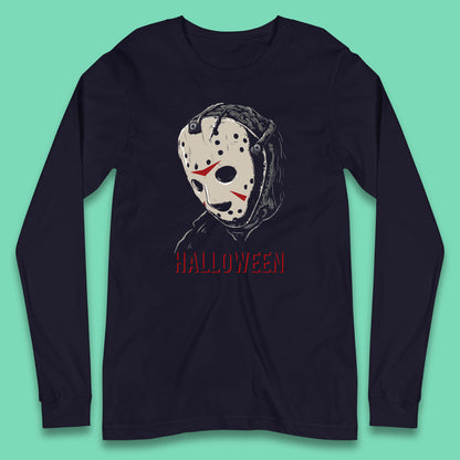 Jason Voorhees Face Mask Halloween Friday The 13th Horror Movie Character Long Sleeve T Shirt