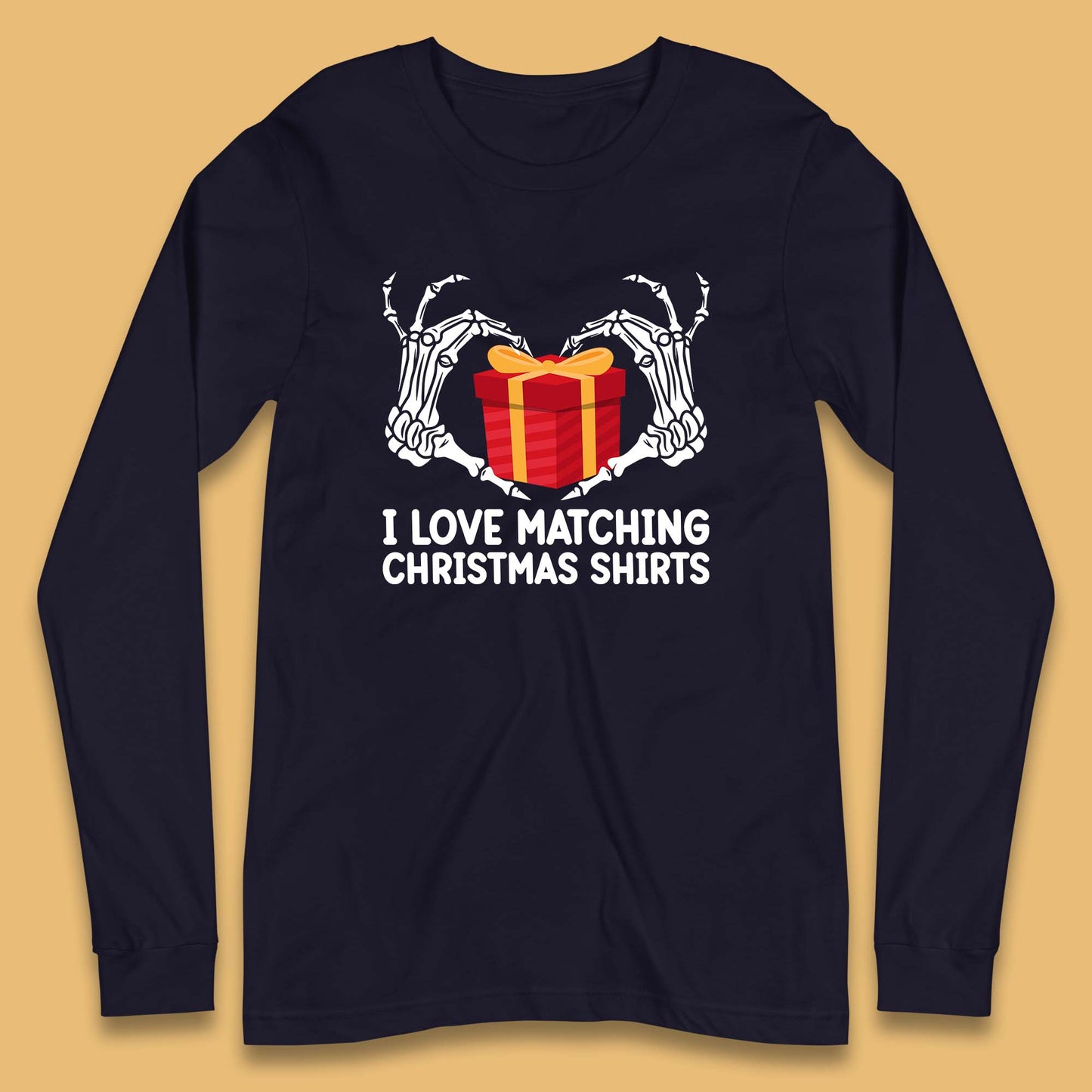 skeleton hands gift box christmas long sleeve t shirt