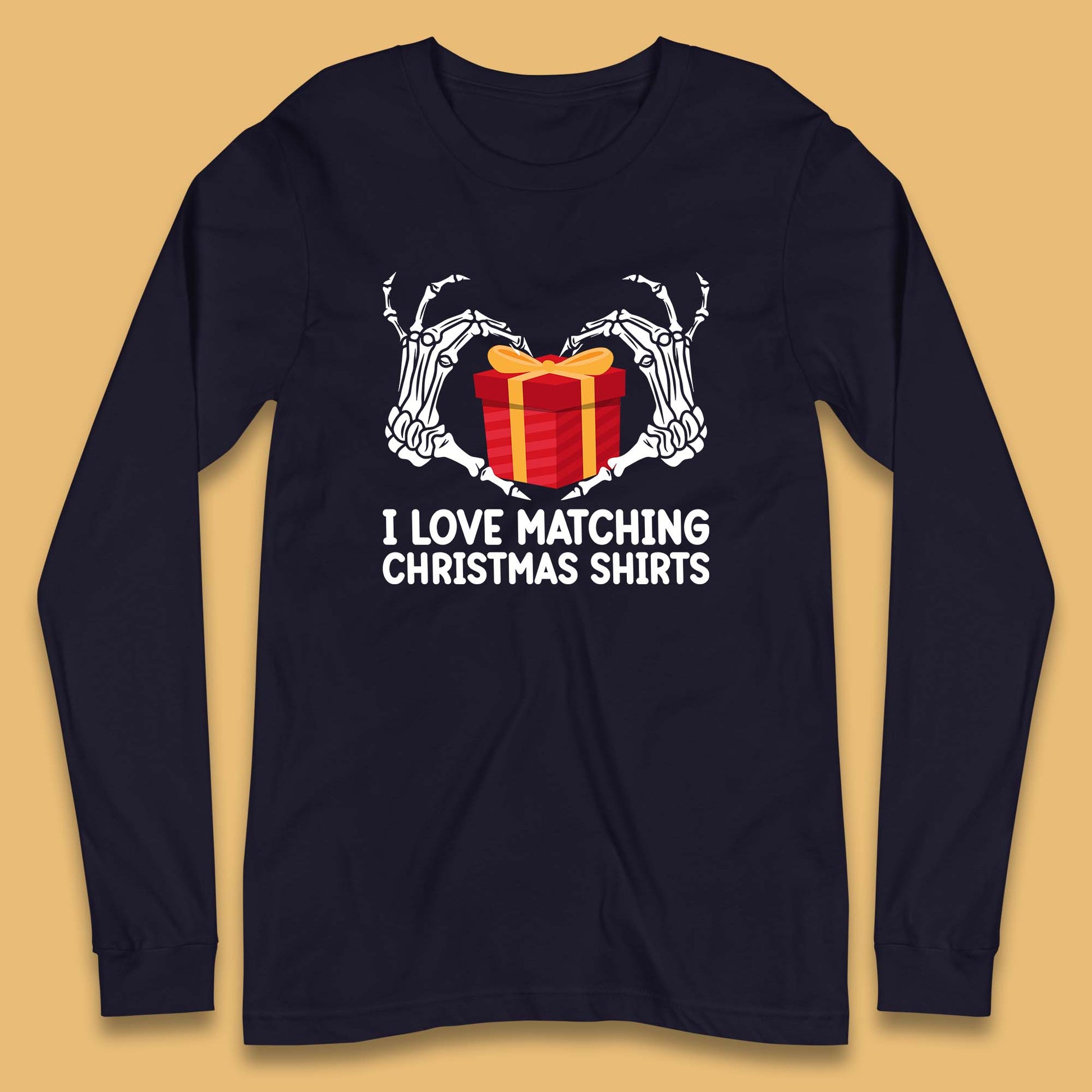 skeleton hands gift box christmas long sleeve t shirt
