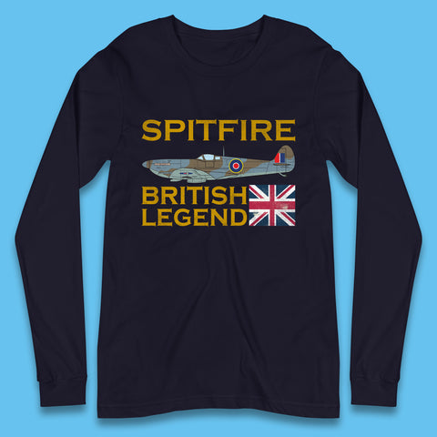 Supermarine Spitfire British Legend Fighter Aircraft Royal Air Force Spitfire WW2 Remembrance Day Long Sleeve T Shirt