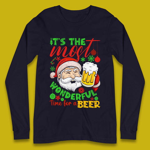 Santa Beer Christmas Long Sleeve T-Shirt