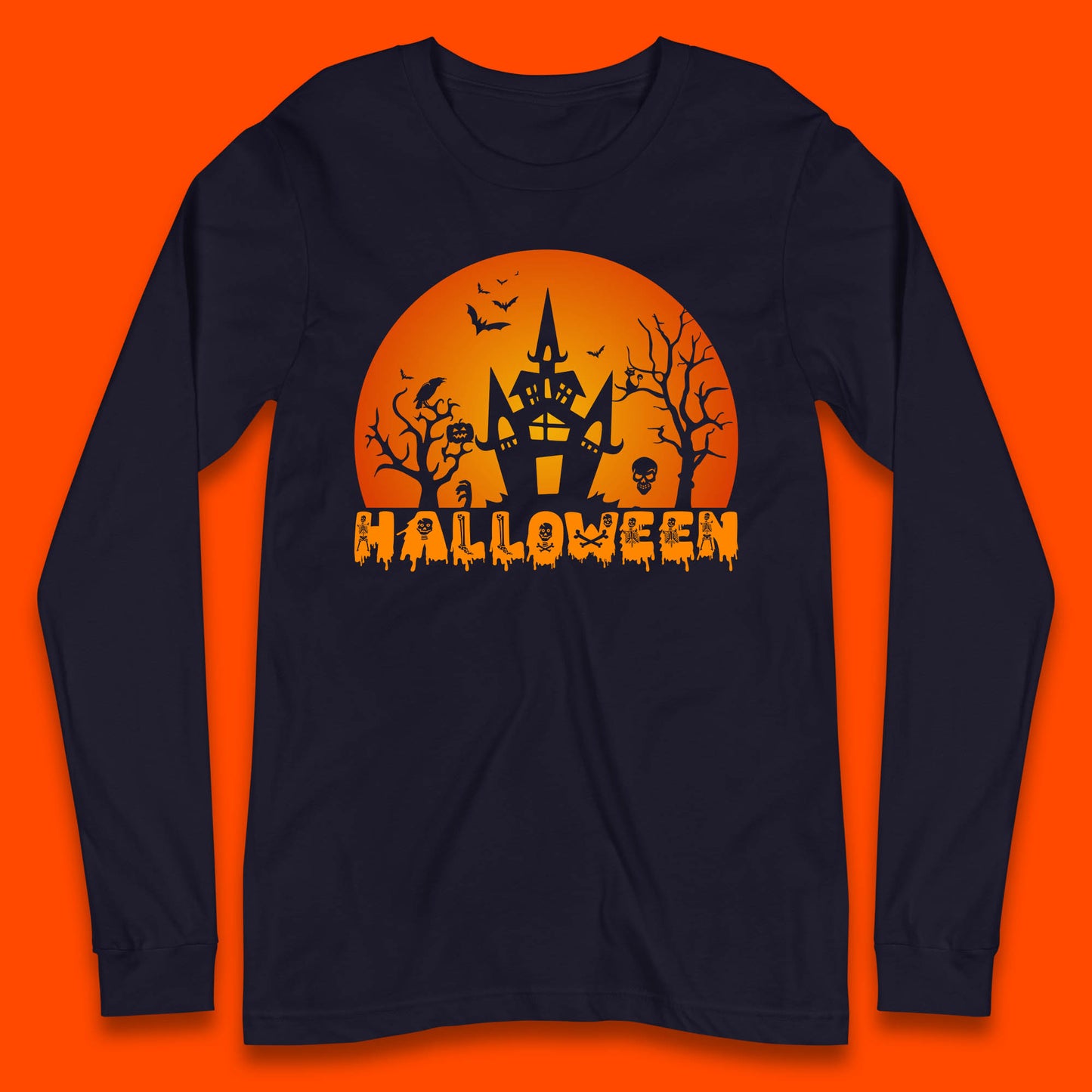 Halloween Horror Scary Hunted House Scary Spooky Night Festive Gift Long Sleeve T Shirt