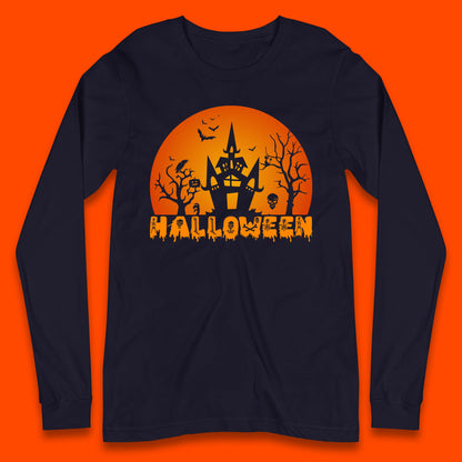 Halloween Horror Scary Hunted House Scary Spooky Night Festive Gift Long Sleeve T Shirt