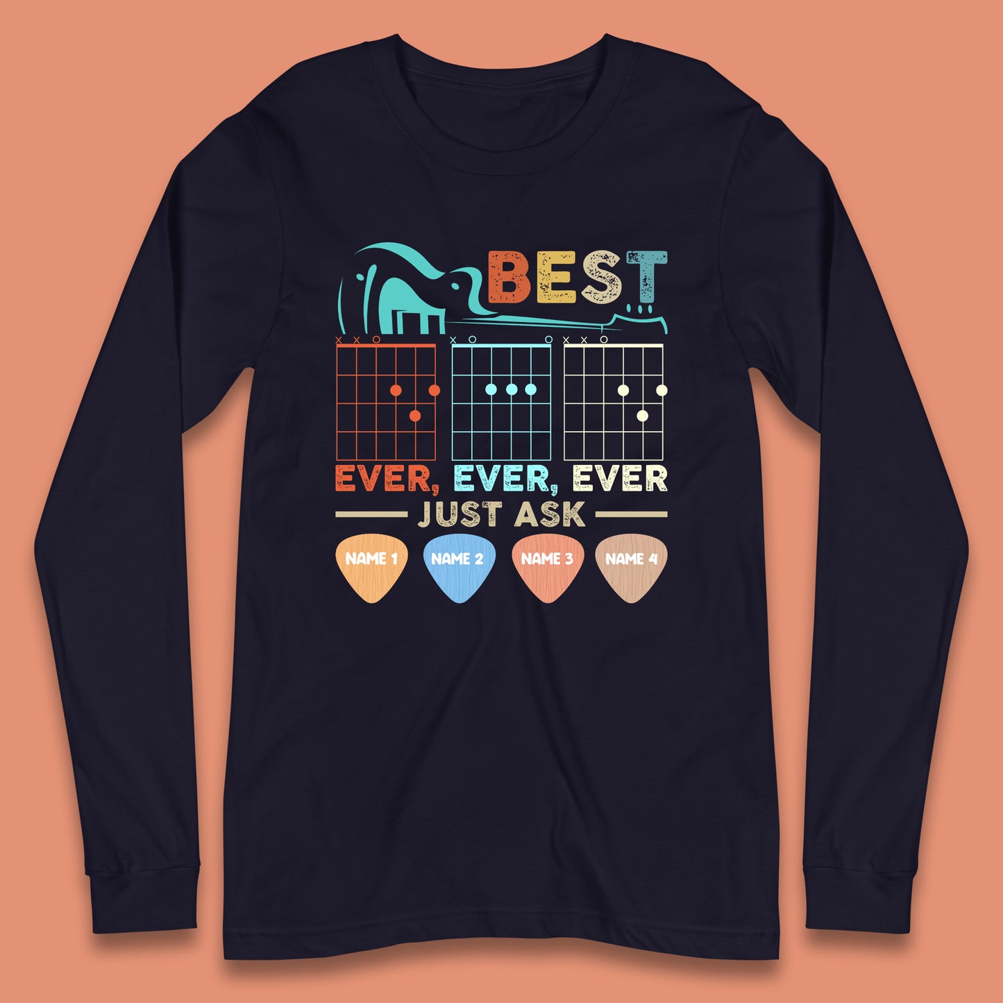 Personalised Best Guitar Dad Long Sleeve T-Shirt