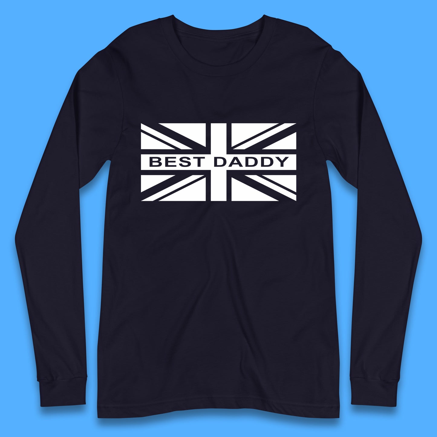 Best Daddy Vintage Union Jack Great Britain United Kingdom England Flag Patriotic Dad Father's Day Long Sleeve T Shirt
