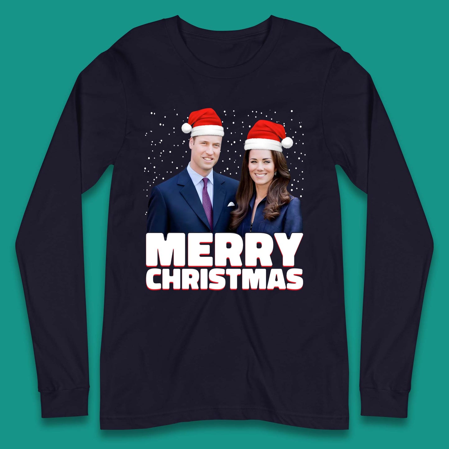 Prince William & Kate Merry Christmas Long Sleeve T-Shirt
