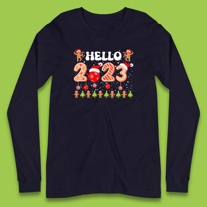 Hello 2023 Merry Christmas Gingerbread Xmas Cookies Long Sleeve T Shirt