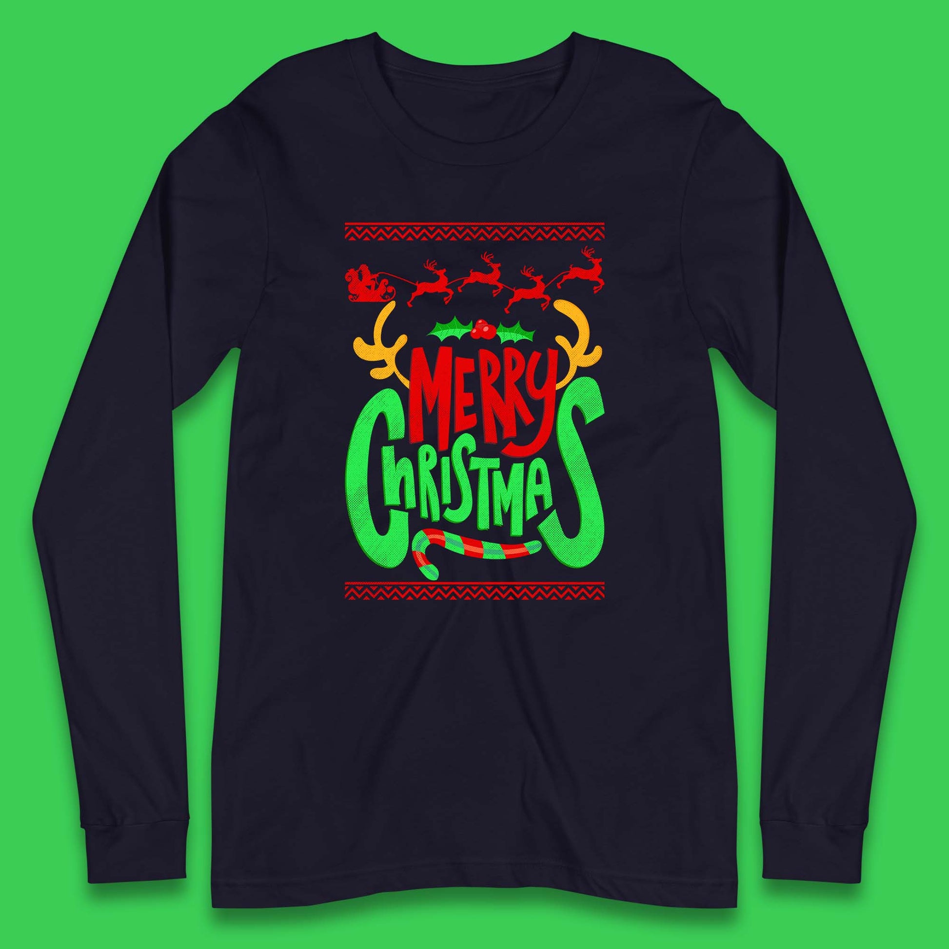 christmas reindeer antlers long sleeve t shirt