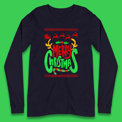 christmas reindeer antlers long sleeve t shirt