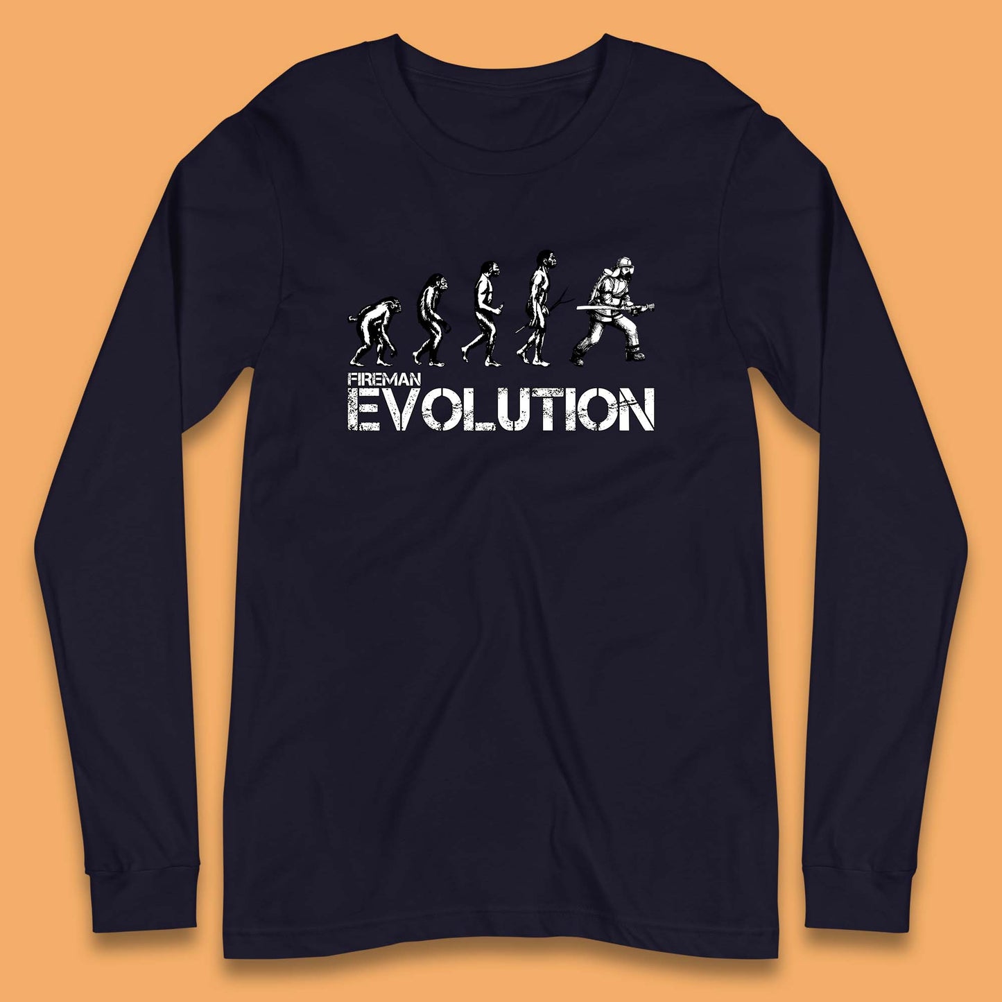 Fireman Evolution Funny Fire Brigade Service Firefighter Long Sleeve T Shirt