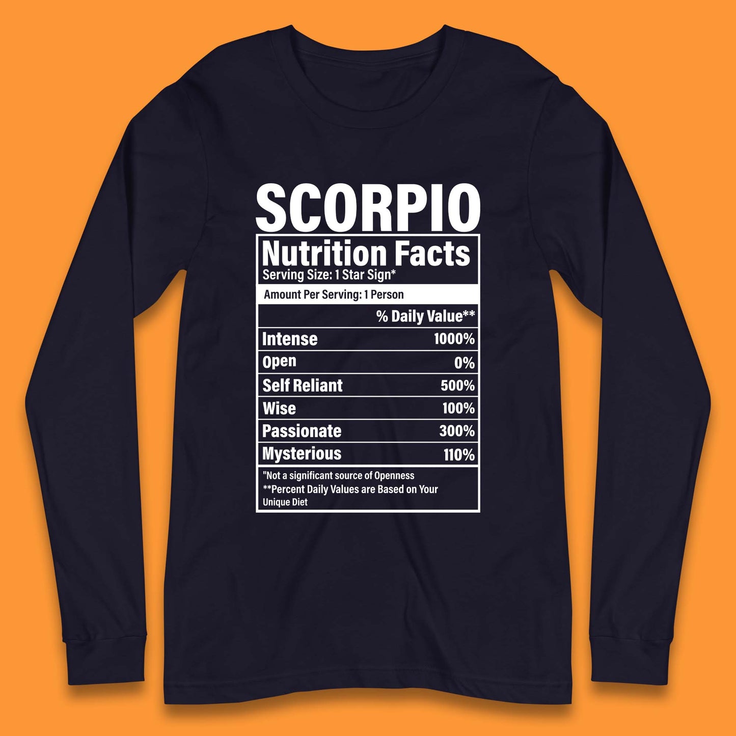 Scorpio Nutrition Facts Long Sleeve T-Shirt