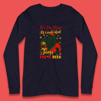 santa drinking beer long sleeve t shirt