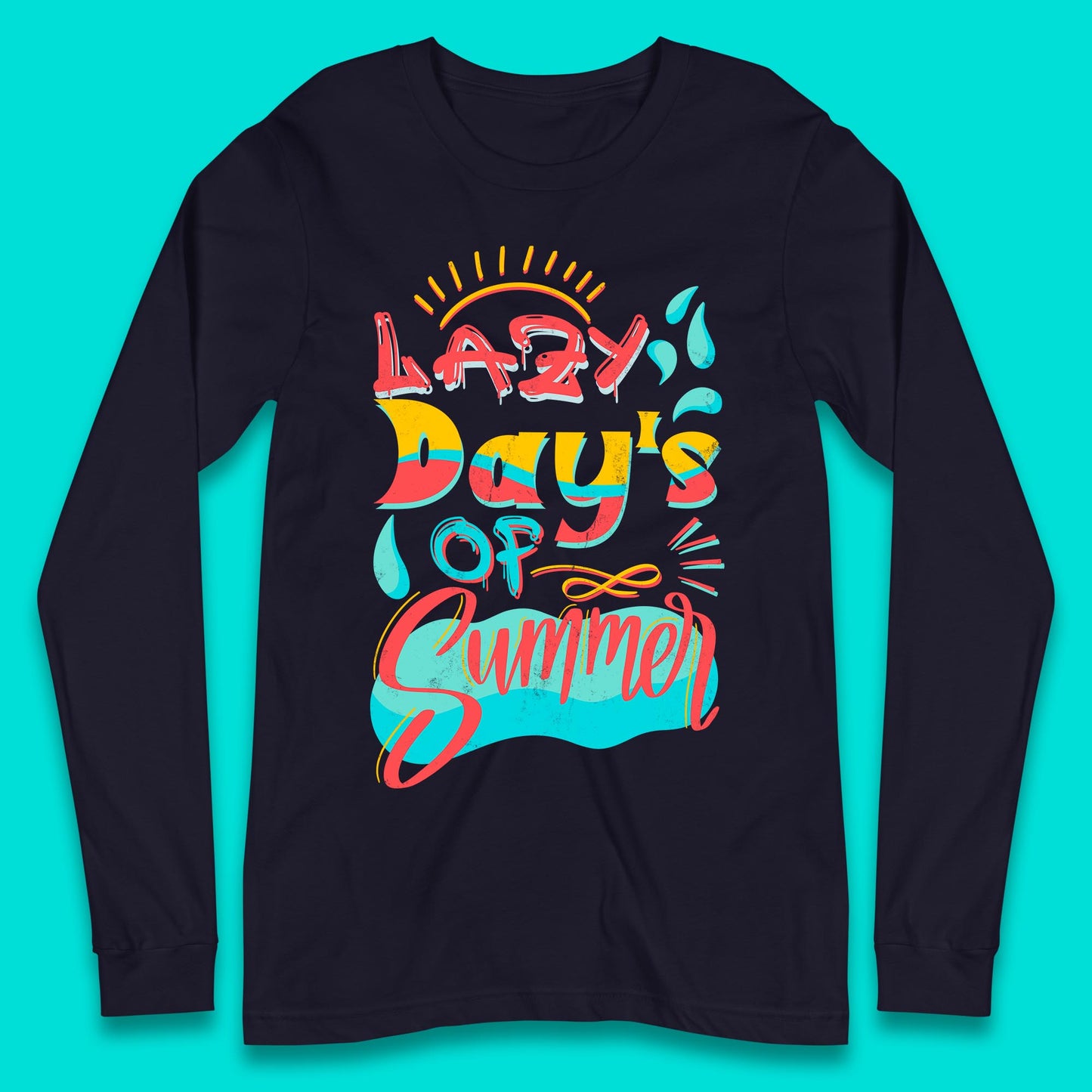 Lazy Days Of Summer Vintage Retro Sunset Surfer Beach Holiday Trip Long Sleeve T Shirt