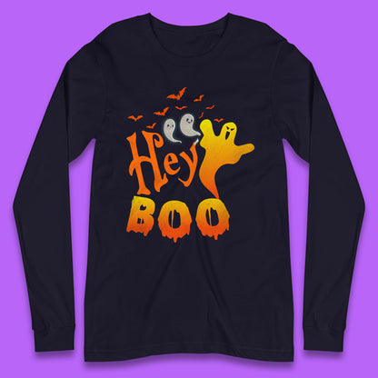 Whispers in the Moonlit Night Hey Boo Horror Scary Costume Halloween Boo Wear Long Sleeve T Shirt