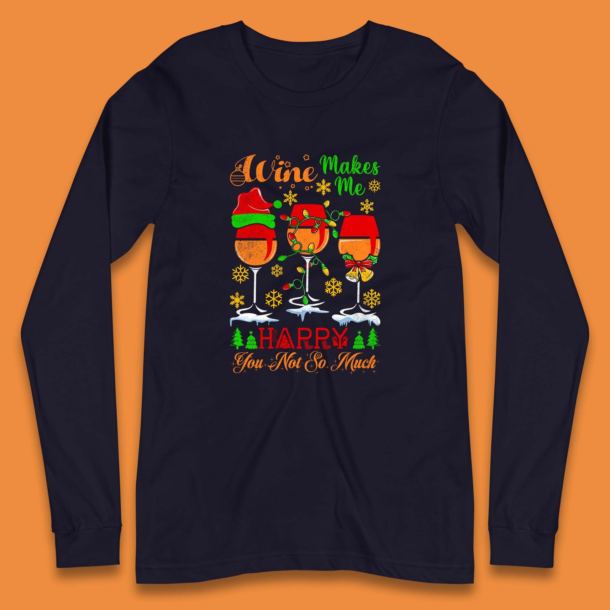 wine glasses christmas long sleeve t shirt