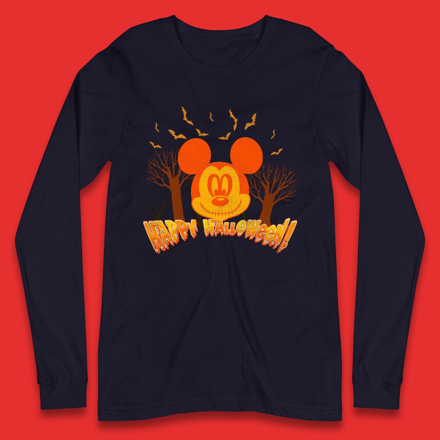 Happy Halloween Mickey Mouse Horror Scary Spooky Jack Face Halloween Disney Trip Long Sleeve T Shirt