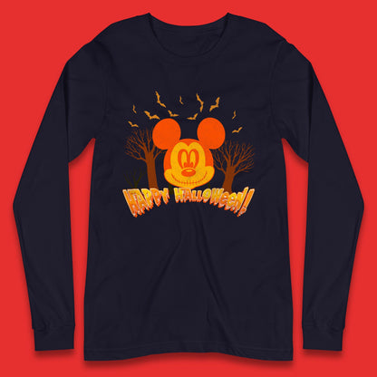Happy Halloween Mickey Mouse Horror Scary Spooky Jack Face Halloween Disney Trip Long Sleeve T Shirt
