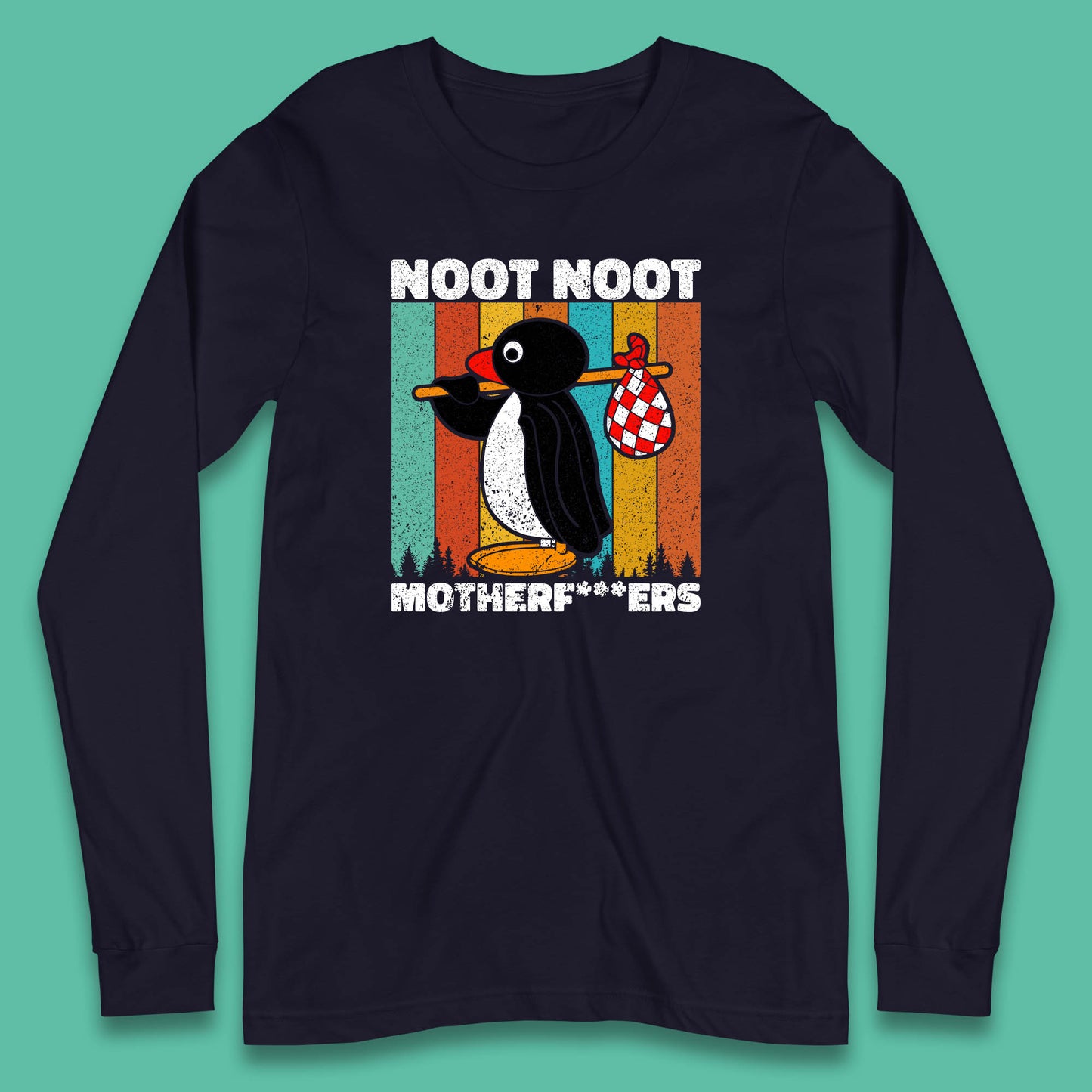 Noot Noot Pingu Madafakas Motherfcukers Funny Meme Vintage Retro Cartoon Anime Manga Long Sleeve T Shirt