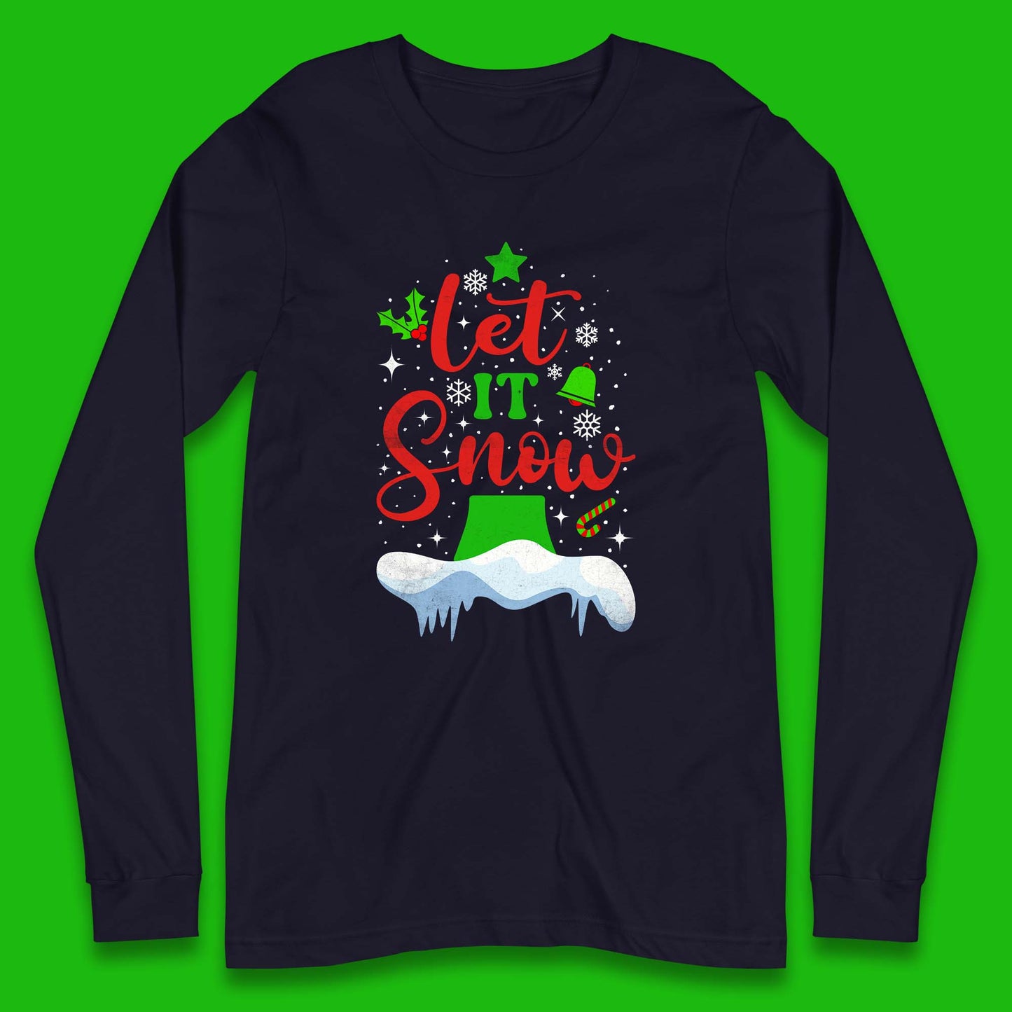 merry christmas let it snow snowflake long sleeve t shirt