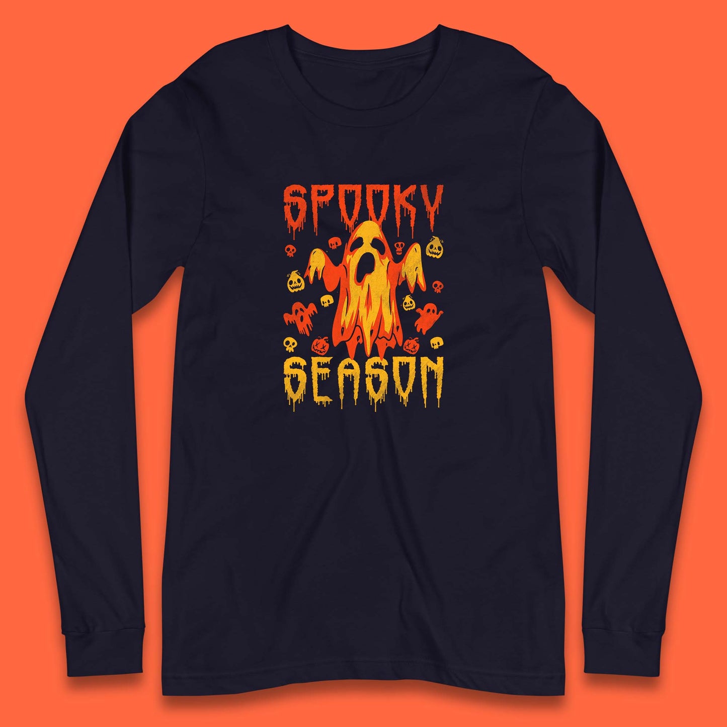 Spooky Season Halloween Ugly Scary Boo Ghost Halloween Vibes Long Sleeve T Shirt