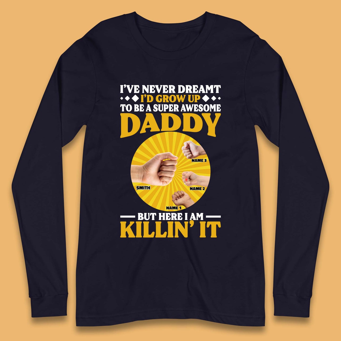 Personalised To Be A Super Awesome Daddy Long Sleeve T-Shirt