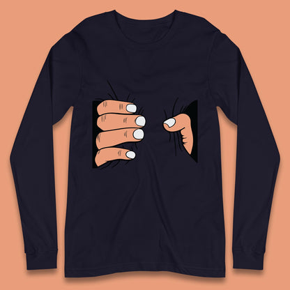 Crushing Handshake Big Hand Squeezing Funny Hand Grabbing Photographic Long Sleeve T Shirt