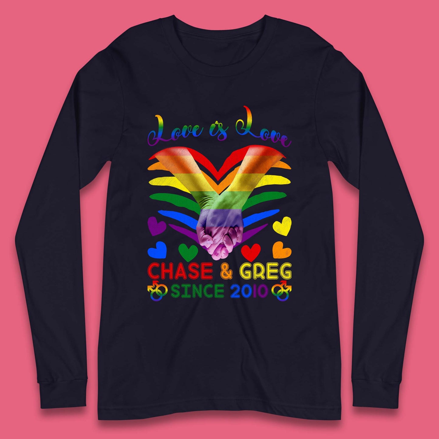 Personalised Lgbt Love Is Love Long Sleeve T-Shirt