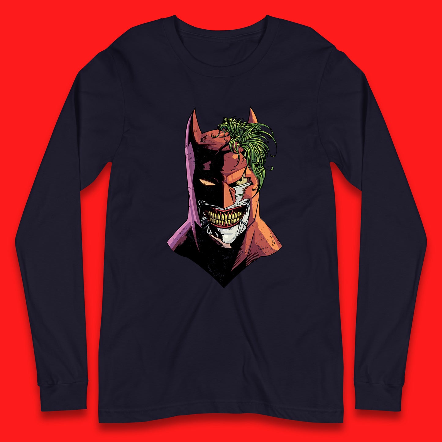 DC Comics Batman Mouth Wall Batman X The Joker Spoof Supervillain Comic Book Character Long Sleeve T Shirt
