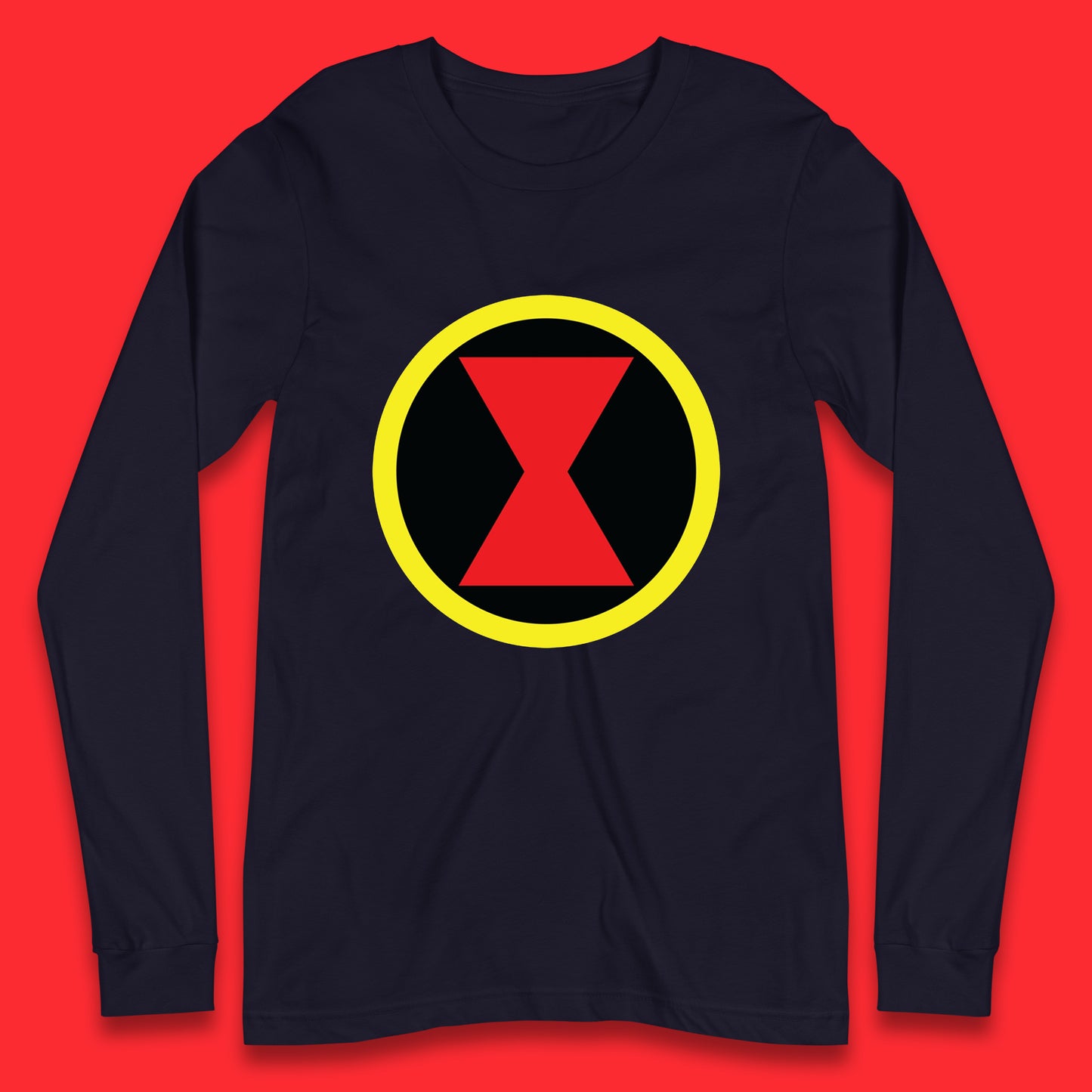 Black Widow Diy Black Symbol Logo Marvel Avengers Superhero Marvel Comics Gift for Marvel Fan Long Sleeve T Shirt