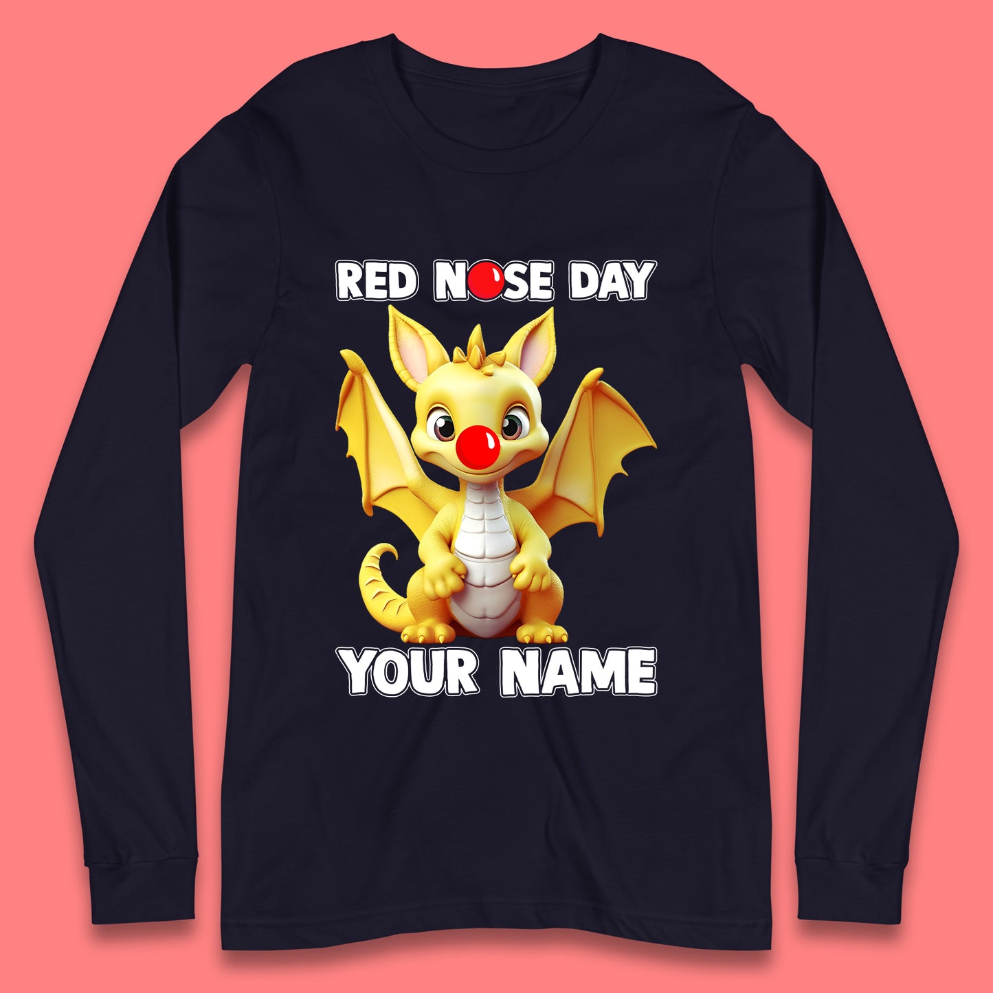 Personalised Dragon Red Nose Day Long Sleeve T-Shirt