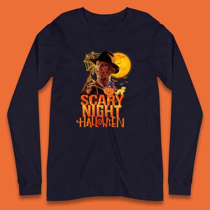 Scary Night Halloween Freddy Krueger Horror Movie Character Spooky Season Long Sleeve T Shirt