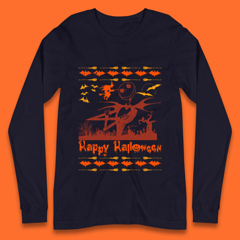 Happy Halloween Jack Skellington Horror Scary Movie Nightmare Before Christmas Long Sleeve T Shirt