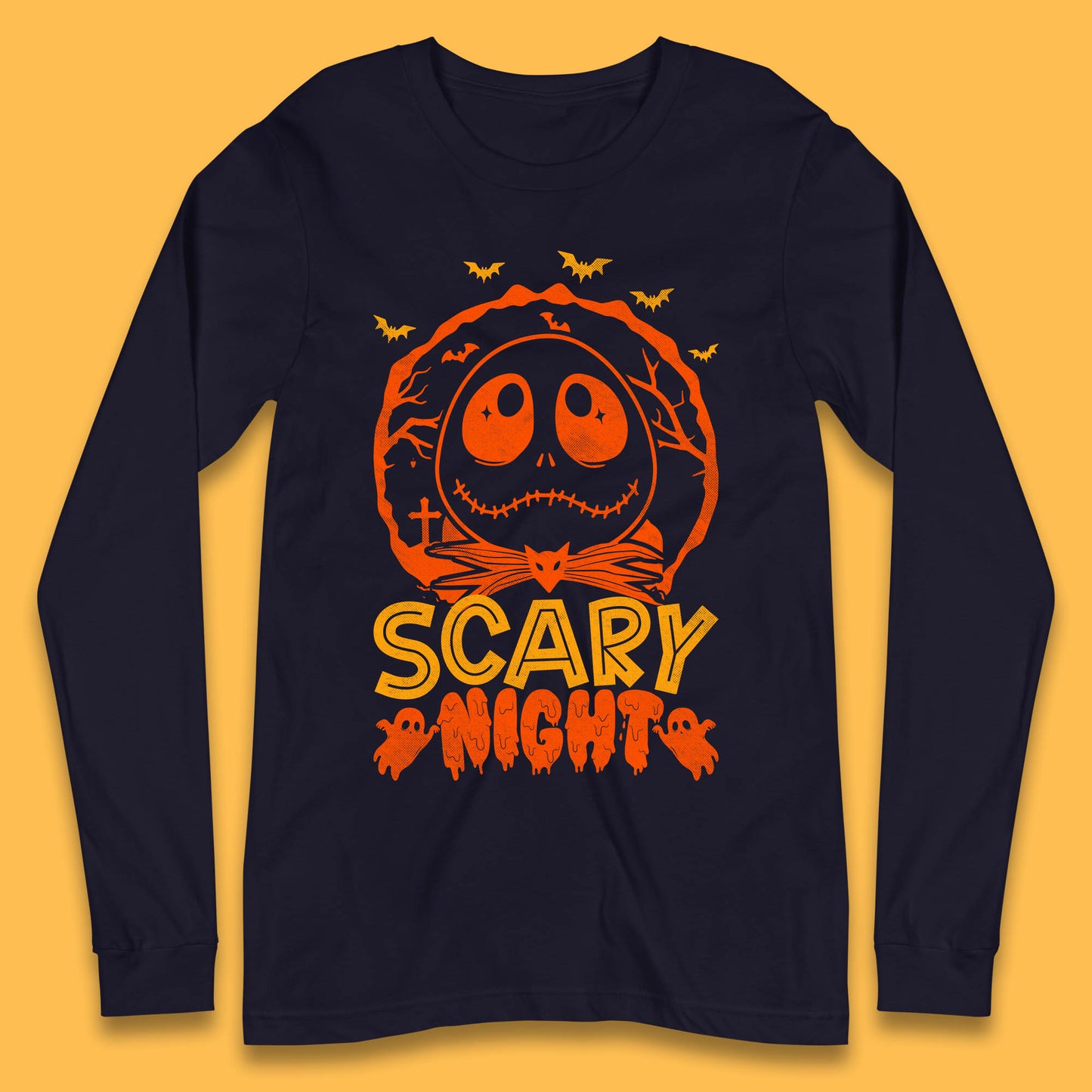 Halloween Scary Night Jack Skellington Long Sleeve T Shirt Nightmare Before Christmas Top