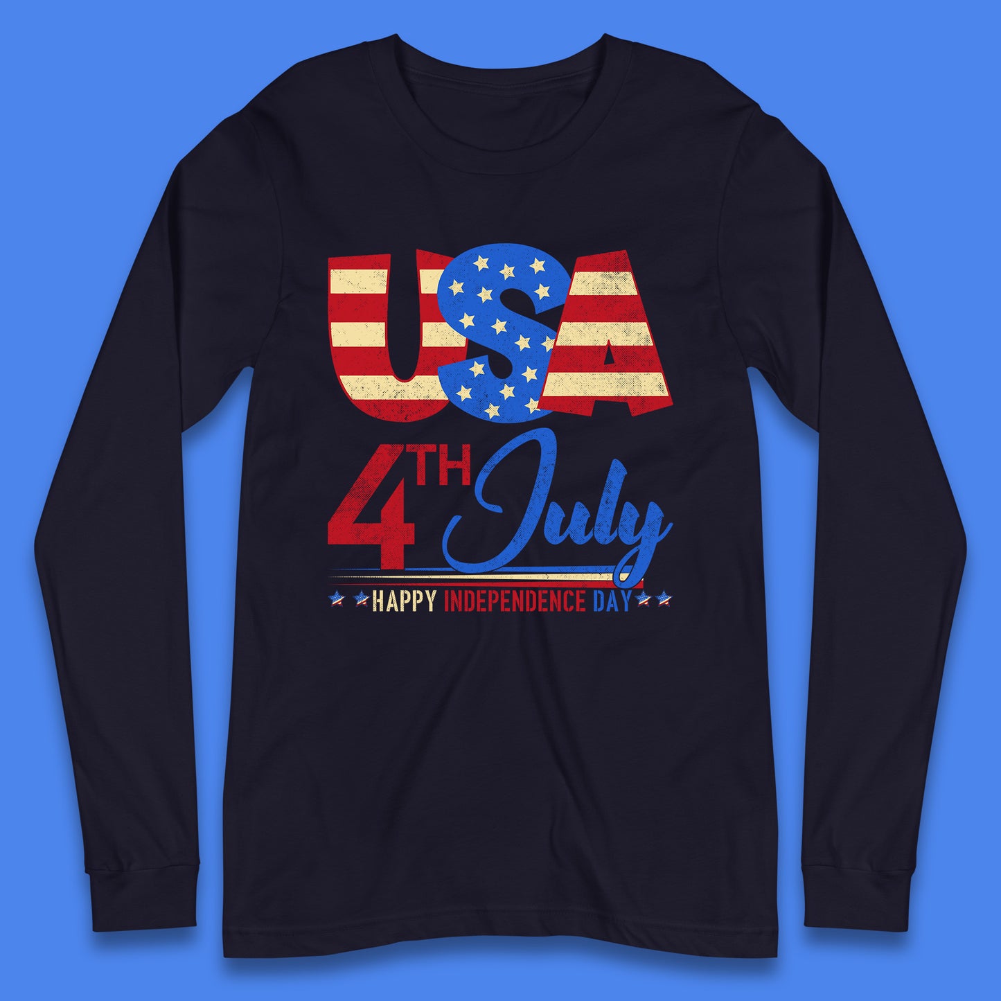 USA 4th July Happy Independence Day Celebration Patriotic Long Sleeve T Shirt