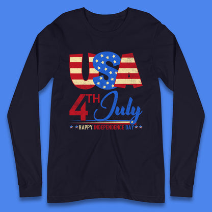 USA 4th July Happy Independence Day Celebration Patriotic Long Sleeve T Shirt