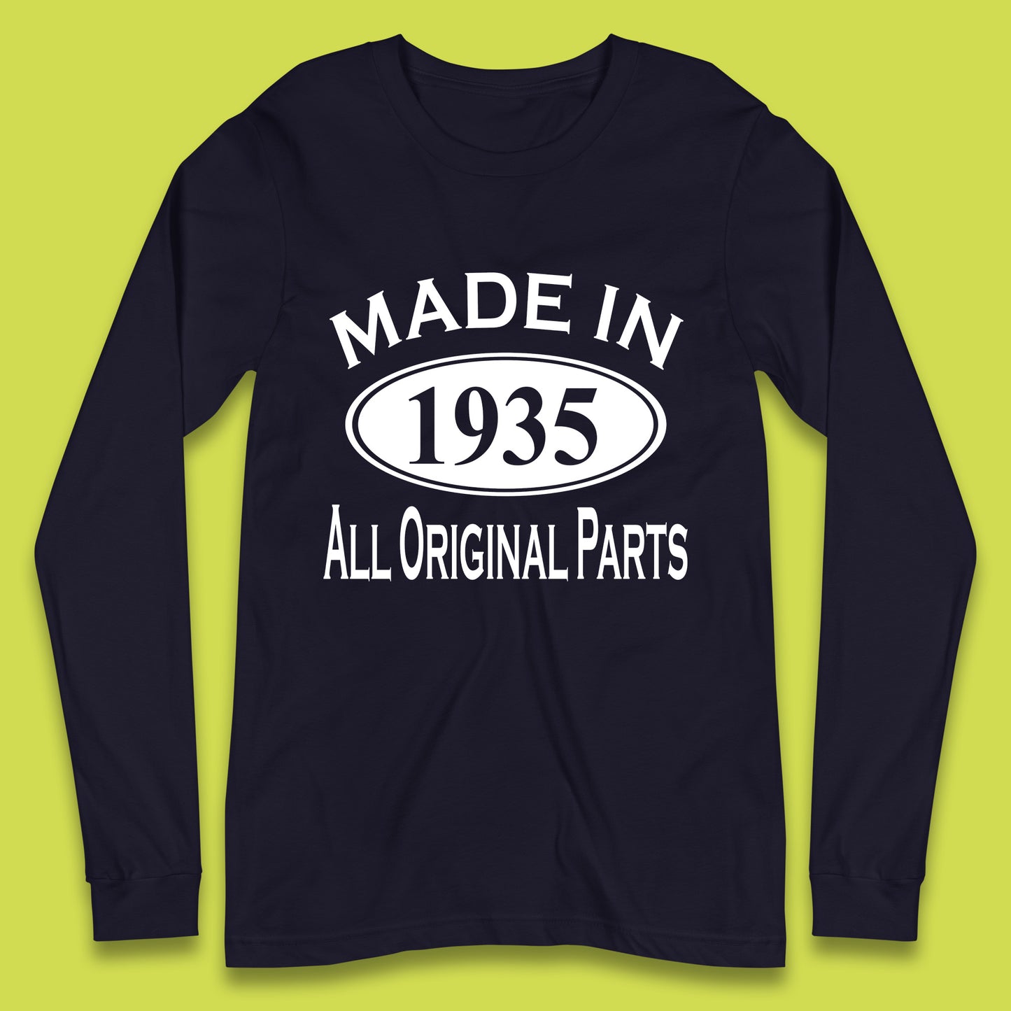 Made In 1935 All Original Parts Vintage Retro 88th Birthday Funny 88 Years Old Birthday Gift Long Sleeve T Shirt
