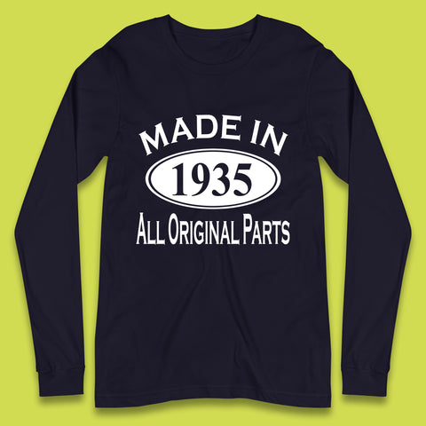 Made In 1935 All Original Parts Vintage Retro 88th Birthday Funny 88 Years Old Birthday Gift Long Sleeve T Shirt