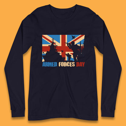 UK Flag British Armed Forces Day WWI Remembrance Day British Veterans Day Long Sleeve T Shirt