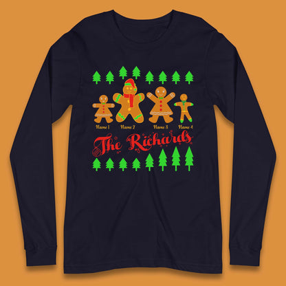 Personalised The Gingerbread Family Christmas Long Sleeve T-Shirt