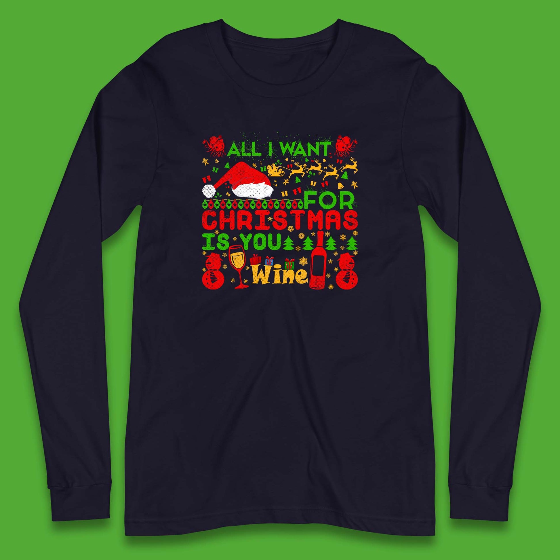 christmas wine long sleeve t shirt