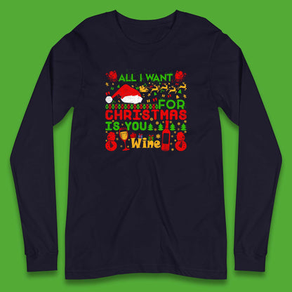 christmas wine long sleeve t shirt