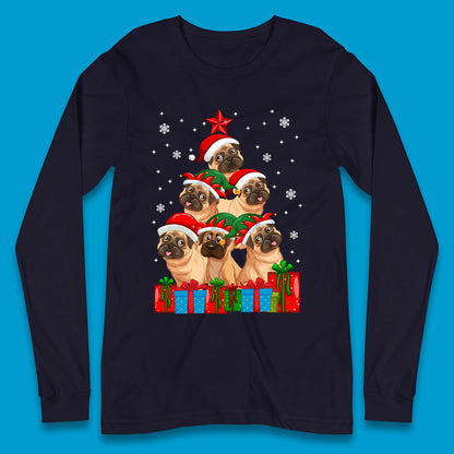 pug dog christmas long sleeve t shirt