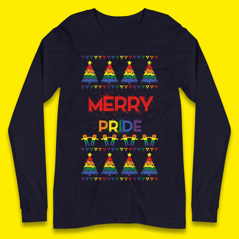 Merry Pride Christmas Trees Long Sleeve T-Shirt