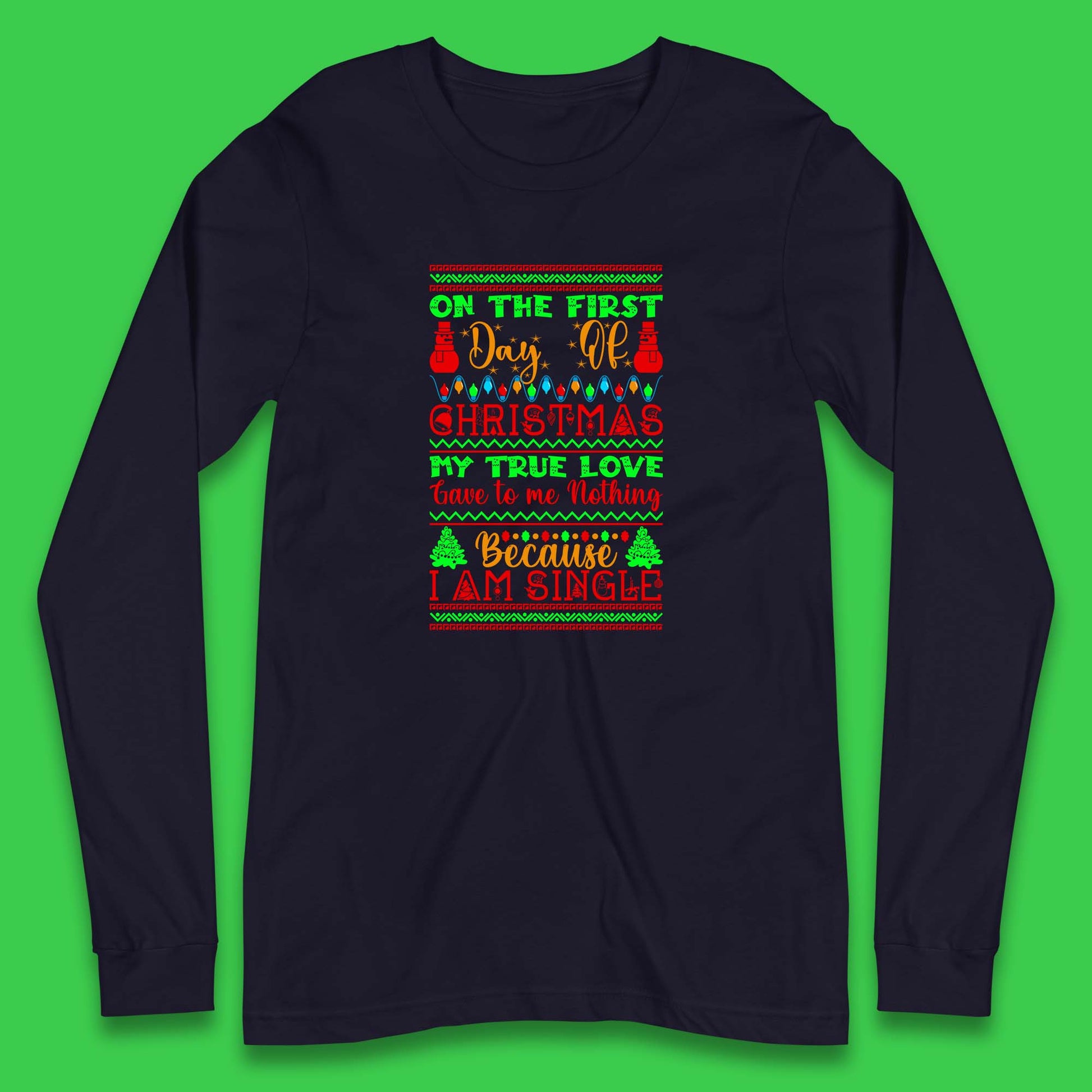 christmas single quote long sleeve t shirt